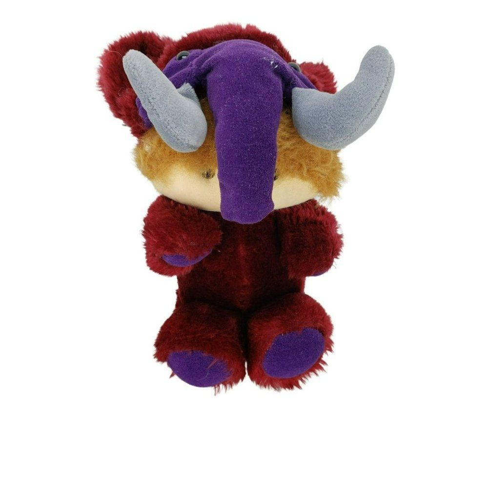 Carousel By Guy Burgundy Purple 1986 Elephant Mammouth Plush Caveman Toy Stuffed